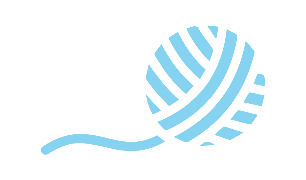 Icon of a stylised cyan yarn spool